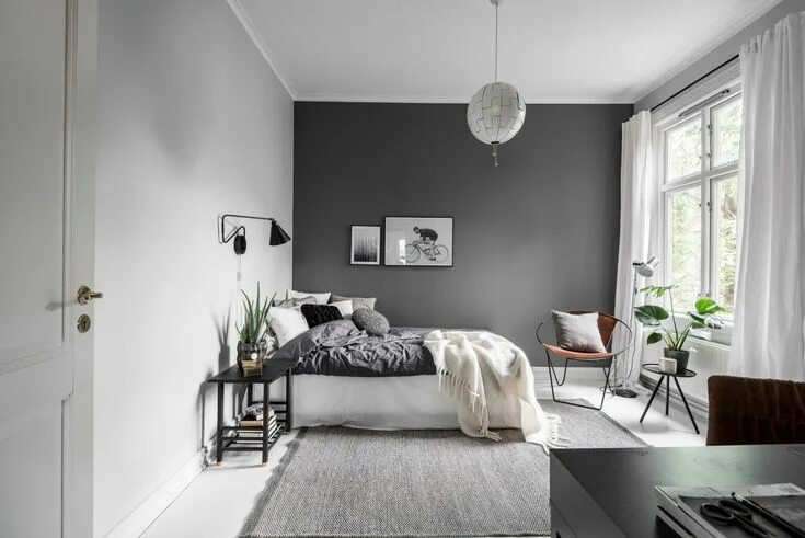 Квартира в серых обоях интерьер фото Style and Create - Inspiring Gothenburg apartment soon out for sale... Grey bedr