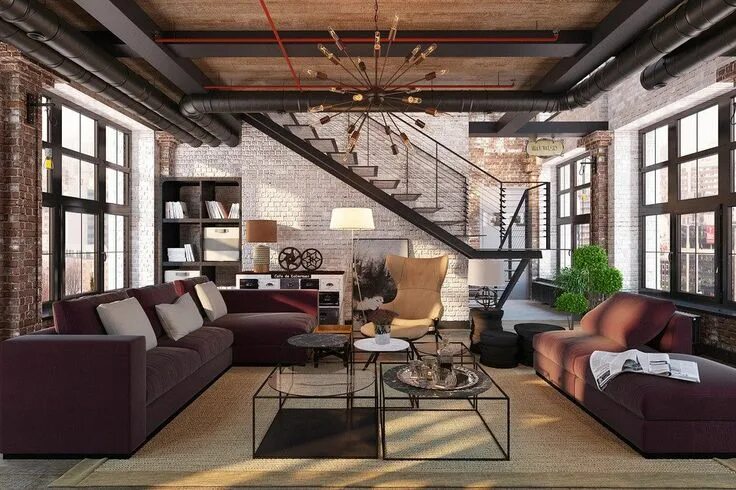 Квартира в стиле лофт Projects Proyecto ático loft industrial Industrial living room design, Industria