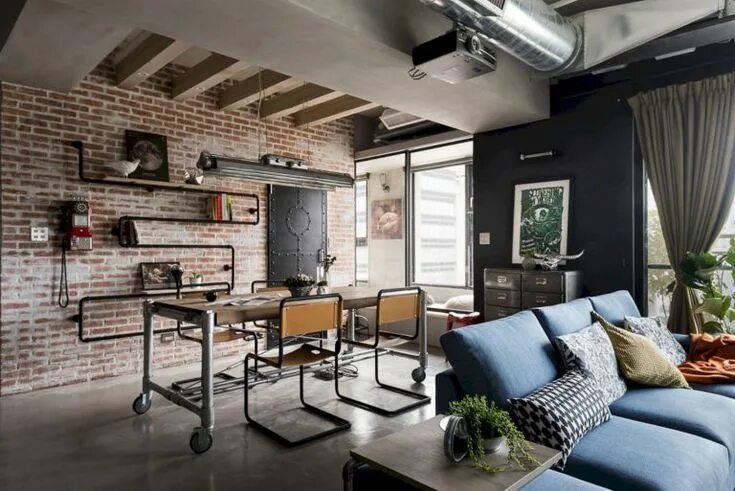 Квартира в стиле лофт дизайн Recall Casa: The Residential of A Couple with Industrial Style and Vintage Inter