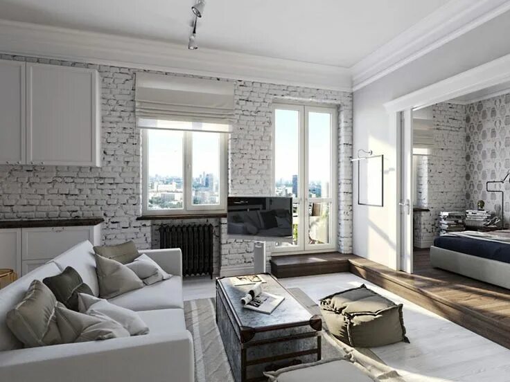 Квартира в стиле лофт фото светлая How to Change the Look of your Interiors with Brick Small living room design, Be
