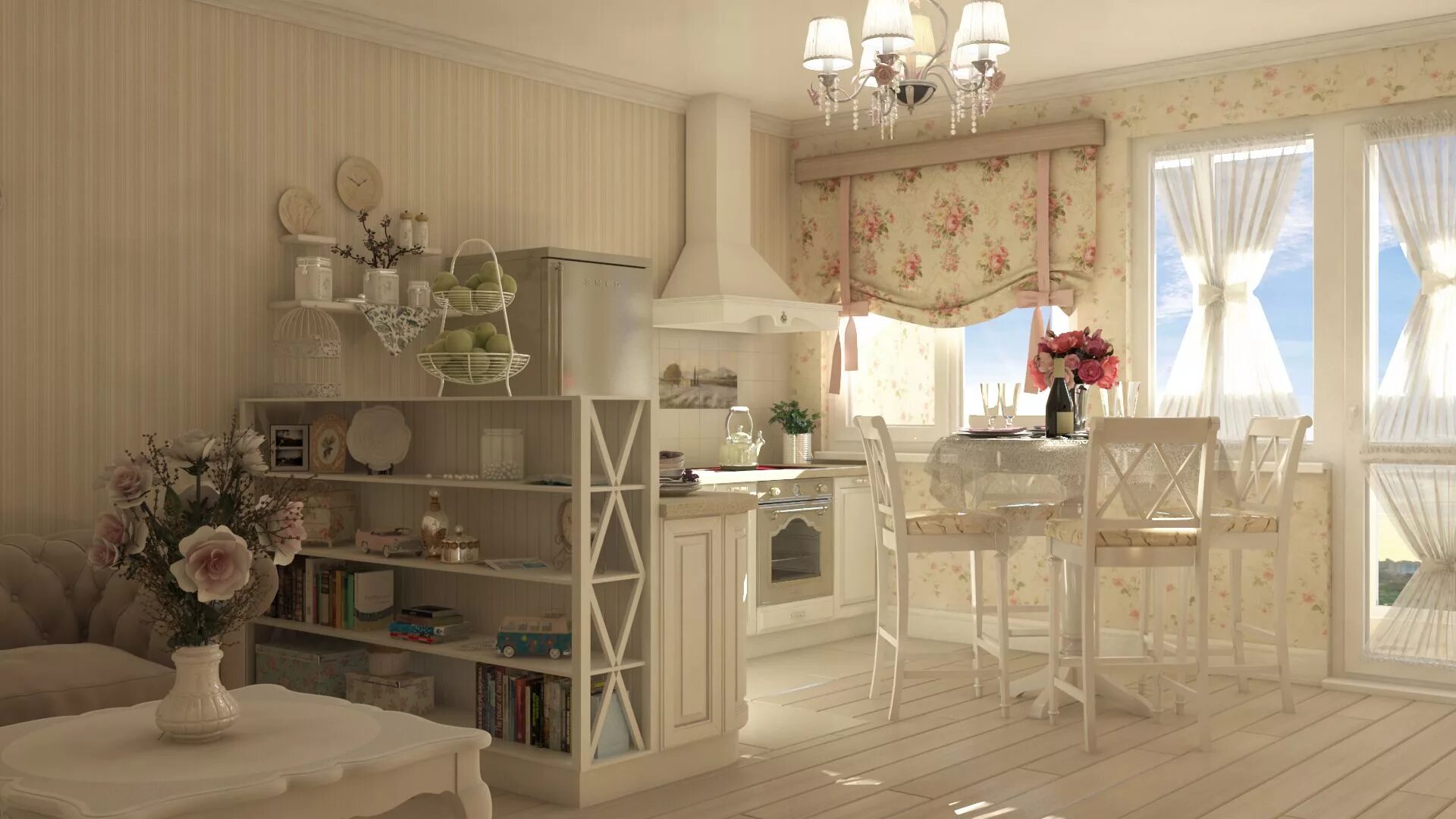 Квартира в стиле прованс фото Kitchen + Living room provance design by pollianna23 Kitchen room design, Room d