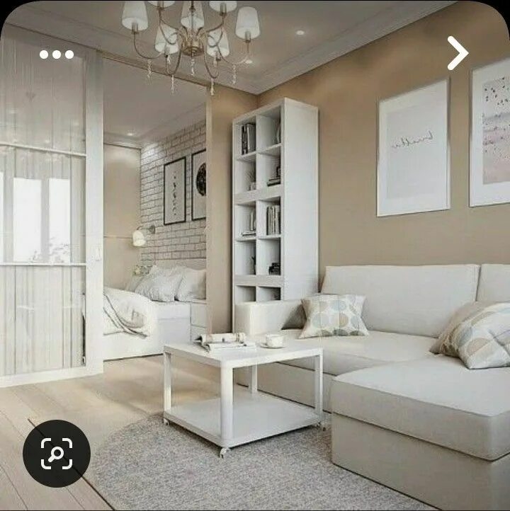 Квартира в светлых тонах дизайн проект Pin on Дизайн / Комната Living room and bedroom combo, Small apartment interior,