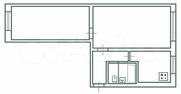 Квартира вагончиком планировка двухкомнатная фото 2-к квартира, 44 м², 1/5 эт. на продажу в Туле Купить квартиру Авито