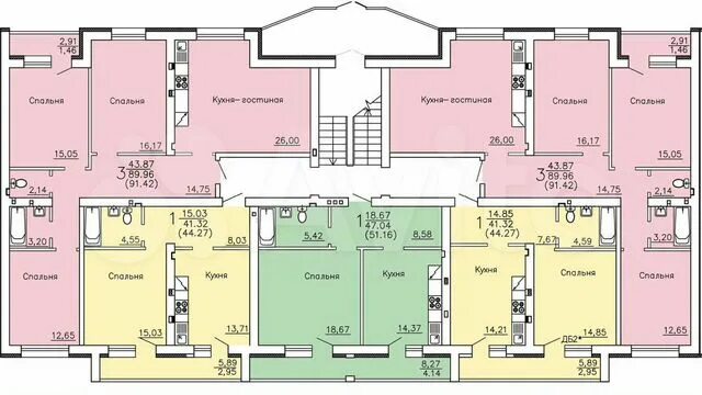 Квартира воронежской планировки 1-к. квартира, 44,3 м², 3/3 эт. на продажу в Воронеже Купить квартиру Авито