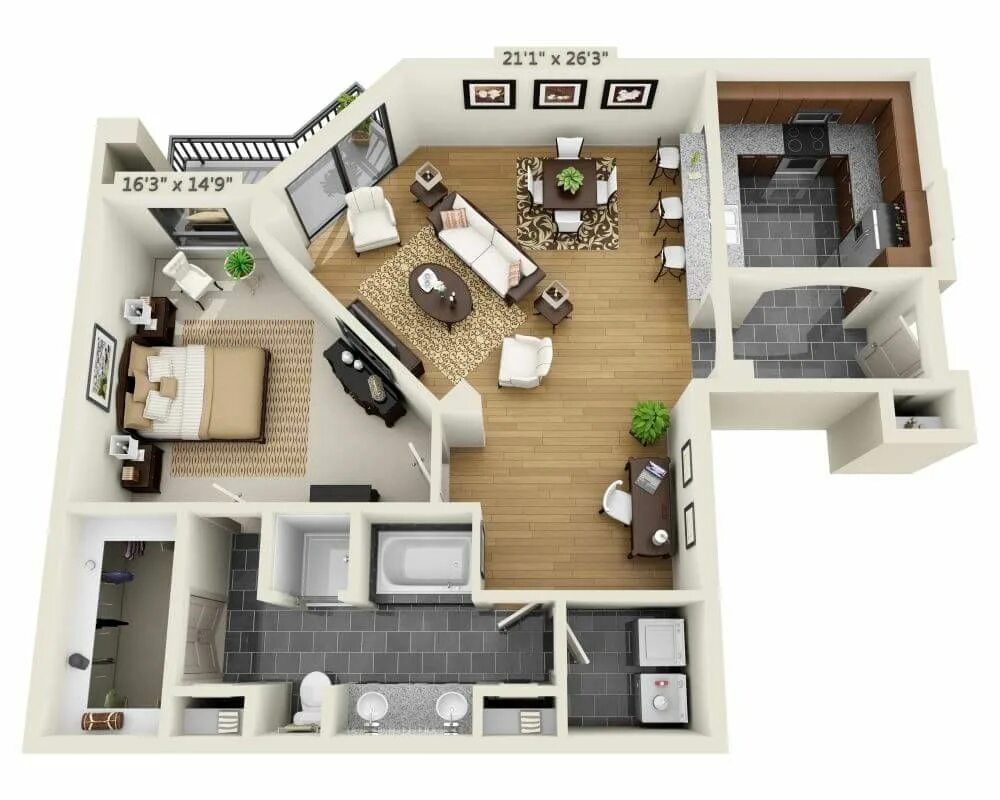 Квартира ворониных планировка Plan D (A1D) 1 Bedroom 1 Bathroom 1246 Sqft House floor design, Sims house plans