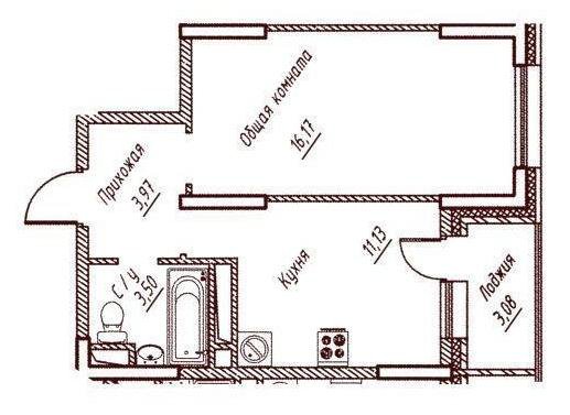 Квартира воскресенской планировки 1 комната, 40.09 м², эт. 3/17, ЖК "Воскресенский", корп. 1 - купить, цена 2 979 