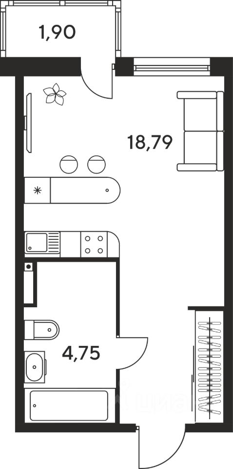 Квартиры 606 планировка Купить квартиру-студию 26.38м² Ростовская область, Ростов-на-Дону, р-н Советский