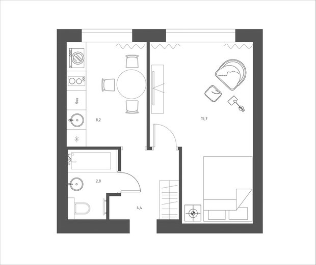 Квартиры 606 планировка До и после: бюджетный ремонт в однушке 31 м² - INMYROOM