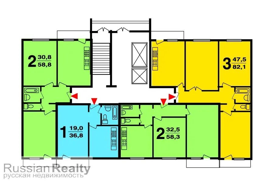 Квартиры 90 серия планировка Купить 3-комнатную квартиру, 65.83 м² по адресу Ульяновск, Новый Город м-н, Улья