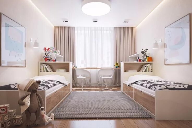 Квартиры дизайн детская Kinderzimmer für zwei in Creme und Taupe Interior design bedroom, Girl bedroom d