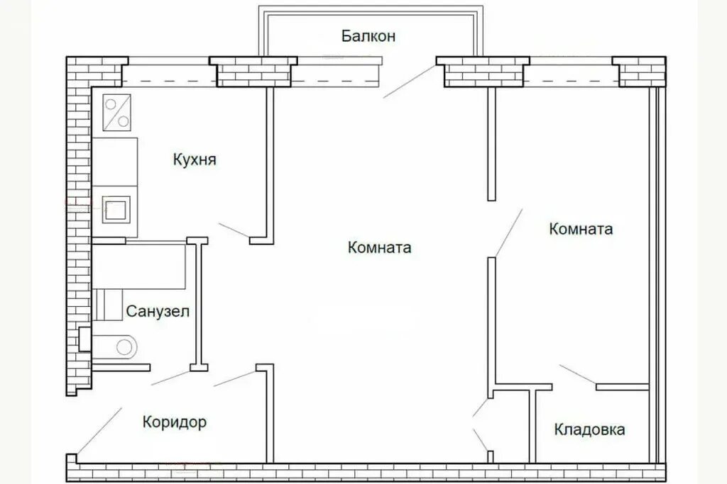 Квартиры хрущевки планировка 2 комнатная фото Купить 2-комнатную квартиру, 45.2 м² по адресу Челябинск, улица Барбюса, 69а, 5 