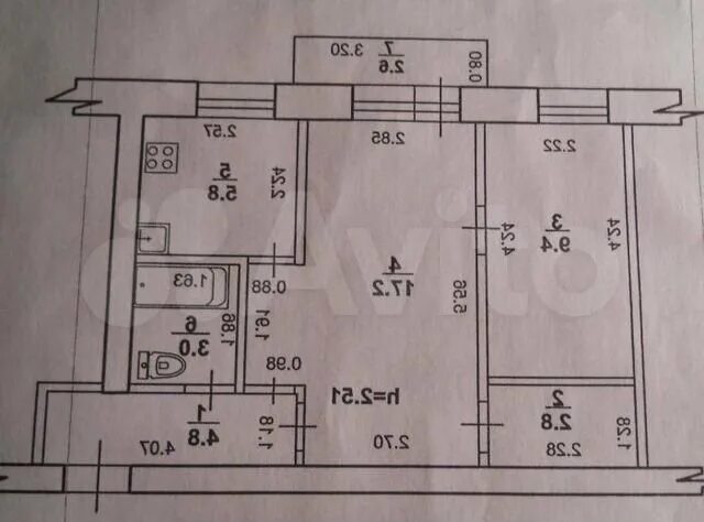 Квартиры хрущевки планировка 2 комнатная фото 2-к квартира, 44.6 м², 5/5 эт. на продажу в Камышине Купить квартиру Авито