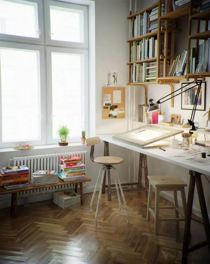 Квартиры художников фото Beautiful Home Offices & Workspaces 12 Diseño de oficina en casa, Interior de es