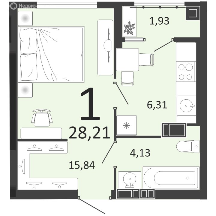 Квартиры купить рязань планировки Купить 1-комнатную квартиру 28,2 м² по адресу Рязань, район Горроща, жилой компл