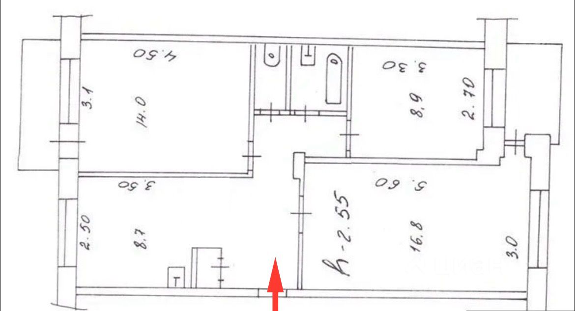 Квартиры ленинградской планировки Объявление № 106894624 - продажа трехкомнатной квартиры в Красноярске, Кировском