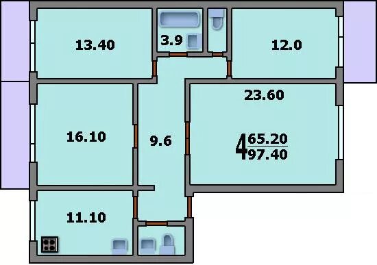 Квартиры планировки ип 46с Дома серии П-46М - 3D планировка 4-комнатной квартиры вариант А, посмотреть и ра