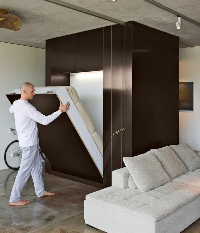 Квартиры трансформеры фото Slideshow: Warsaw Loft with Multifunctional Furniture Dwell Modern murphy beds, 