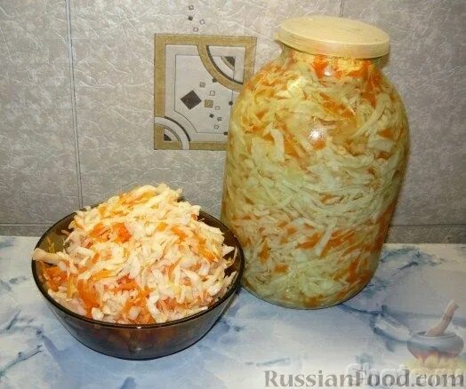 Квашеная капуста в банке фото Рецепт: Капуста в рассоле на RussianFood.com