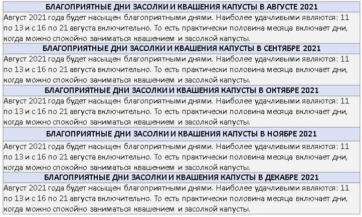 Квашение капусты по лунному календарю в октябре Календарь квашения капусты eCookie.ru