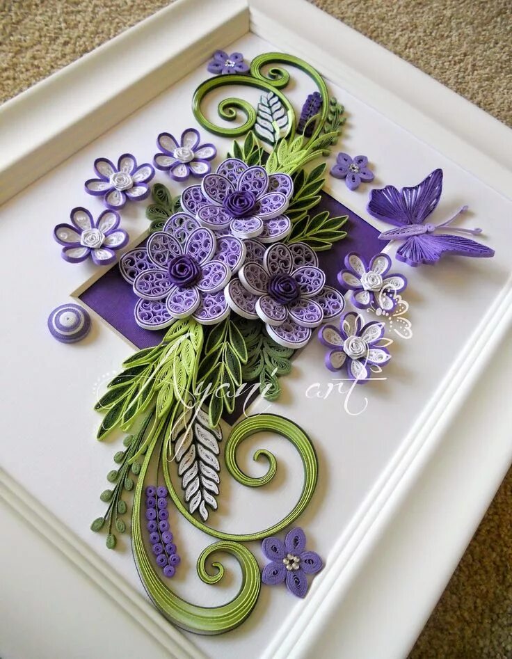 Квиллинг фото готовых работ Ayani art: Purple and Green Quilling Quilling designs, Paper quilling designs, P