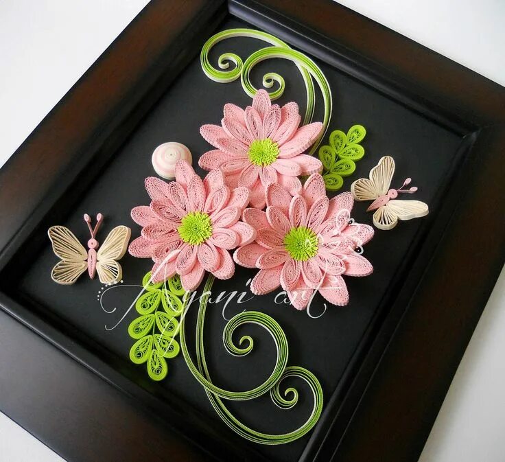 Квиллинг фото готовых работ Ayani art: Quilling Pink Flowers and Butterflies Quilling designs, Paper quillin