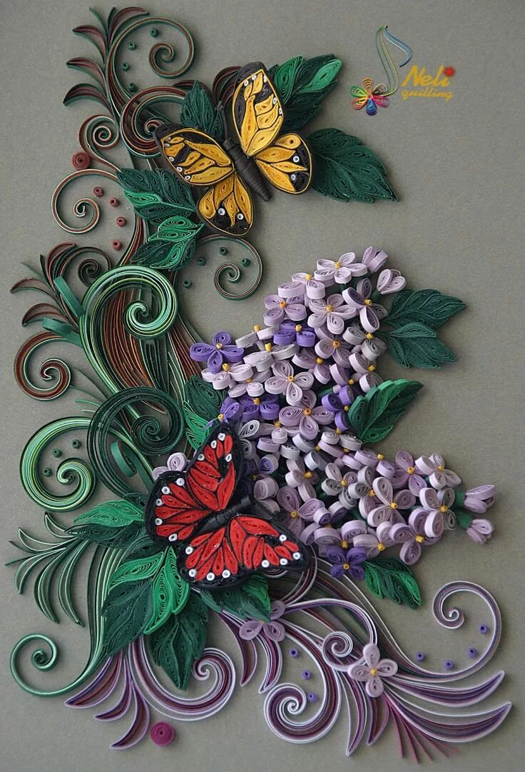 Квиллинг фото работ neli: Quilling panel with frame and glass 3 -/ 33 -27 cm/ 2013/2 Quilling flower