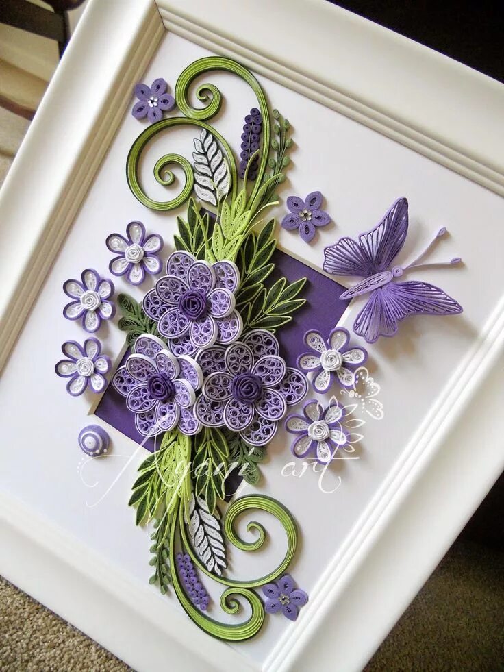 Квиллинг фото работ Ayani art: Purple and Green Quilling Quilling designs, Paper quilling flowers, Q