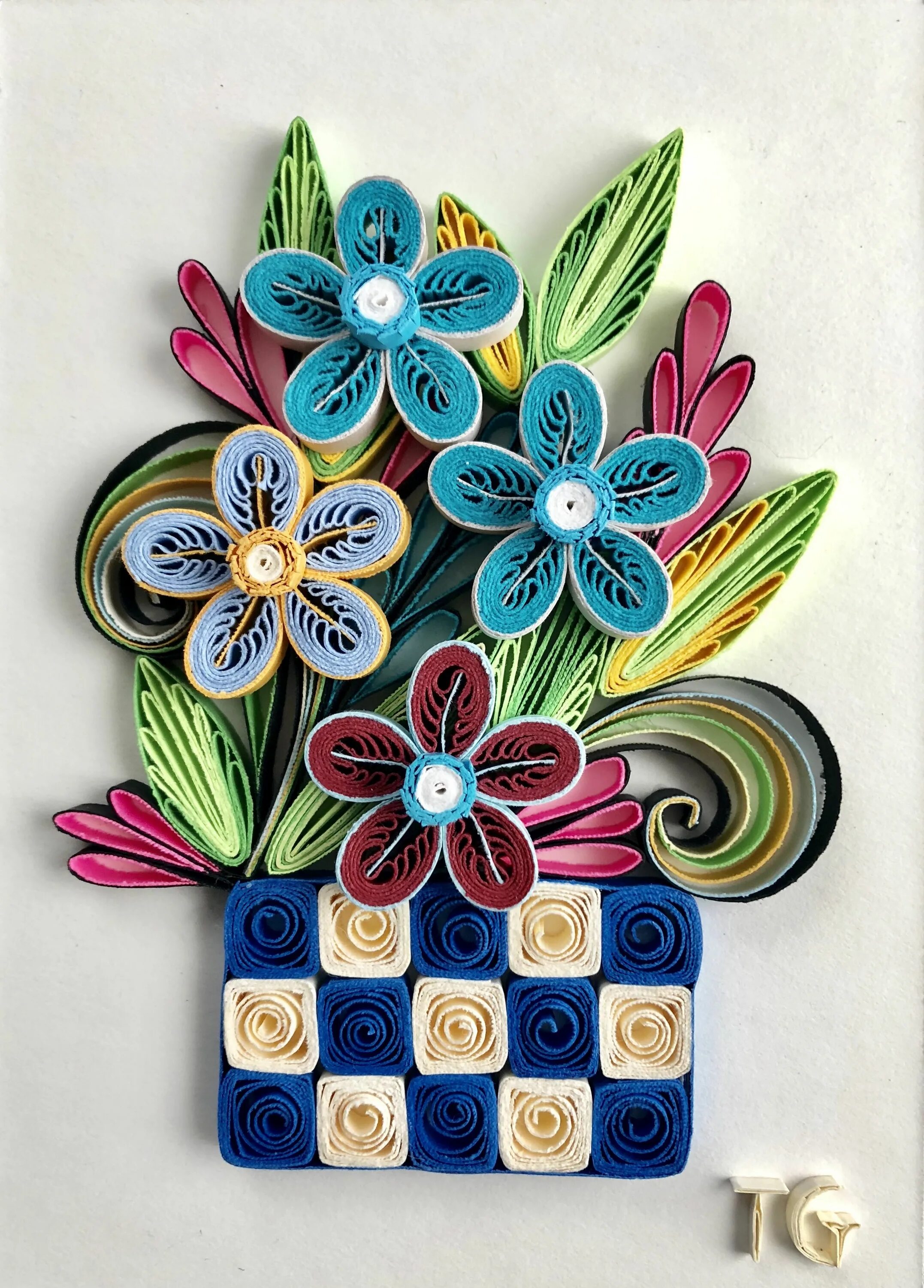 Квиллинг поделки фото Colorful Flower Basket - Beautify Your Home - Size 5"x7" in 2023 Quilling patter