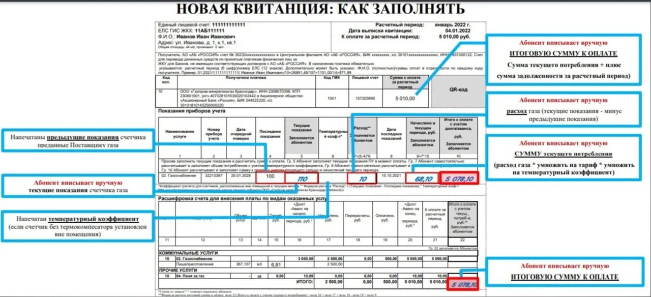 Квитанция за газ фото С января 2022 года анапчанам будут приходить новые квитанции за газ