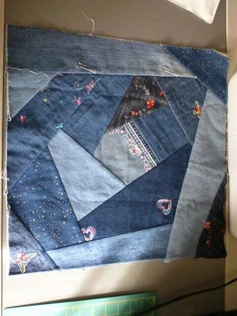 Пэчворк джинса фото Unique Patchwork Jeans Quilt