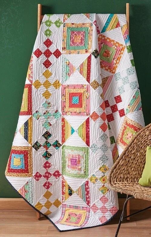 Пэчворк идеи для вдохновения фото Colorful Fabrics Sparkle in This Pretty Quilt - Quilting Digest Quilt pattern do