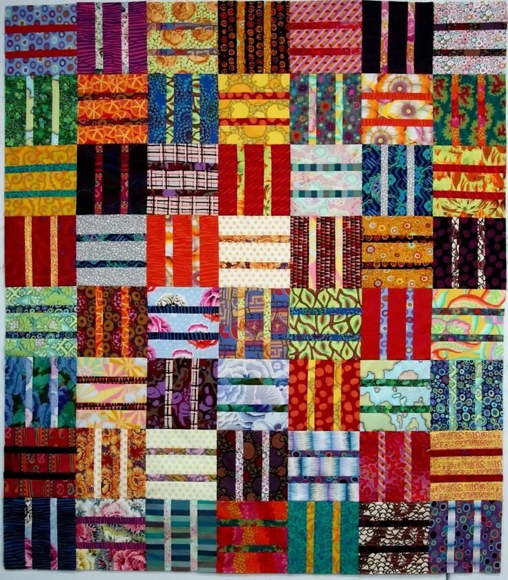 Пэчворк из полосок ткани фото Quilts, Scrap quilt patterns, Scrap quilts