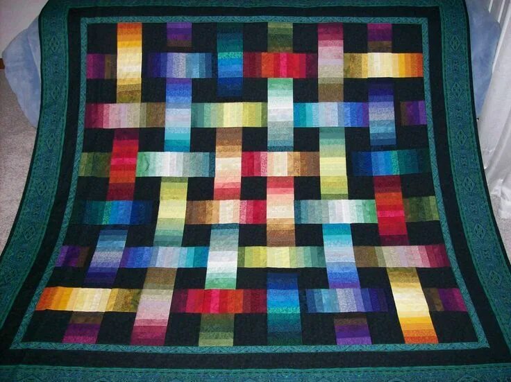 Пэчворк из полосок ткани фото Image result for quilts with gradient fabric Quilts, Colorful quilts, Ribbon qui