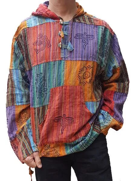 Пэчворк мужской стиль Hippie pullover made in patchwork baja style! This hippie jacket is a must for y