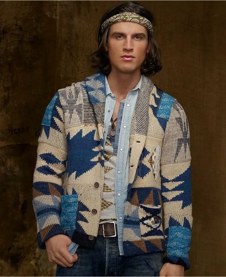 Пэчворк мужской стиль $225, Denim & Supply Ralph Lauren Sweater Patchwork Shawl Collar Cardigan Denim 