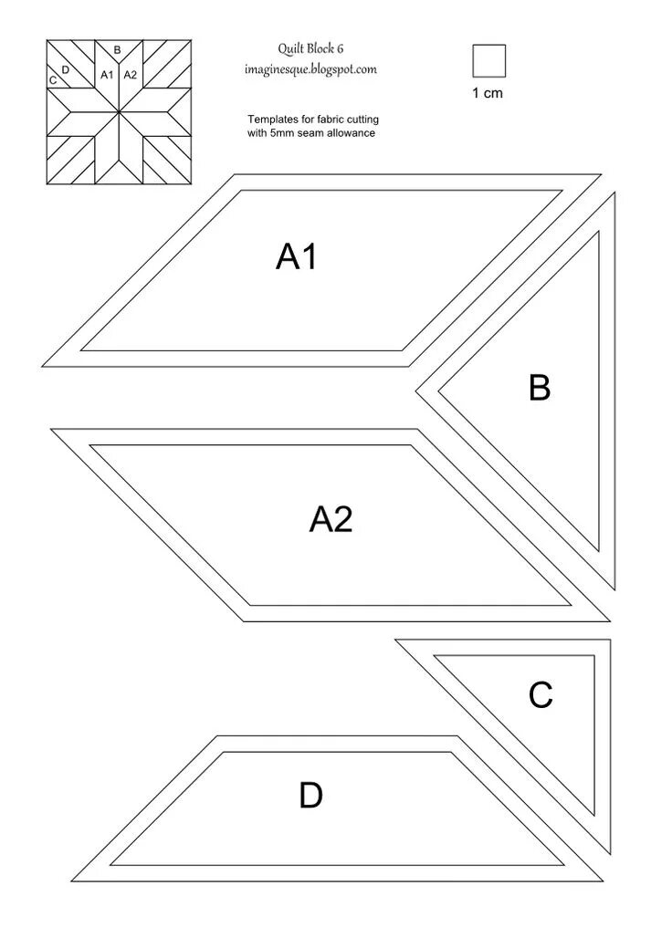 Пэчворк шаблоны и выкройки Imaginesque: Quilt Block 6: Pattern and Templates English paper piecing quilts, 