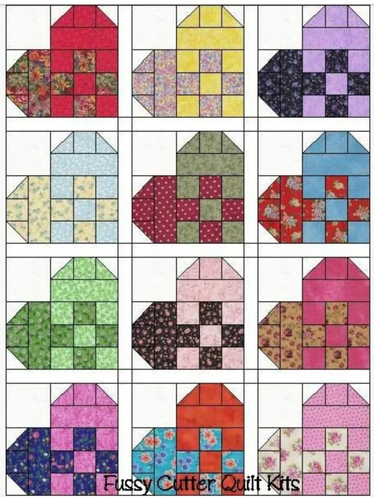 Пэчворк своими руками схемы Pin on Hearts Quilt patterns, Heart quilt, Heart quilt pattern