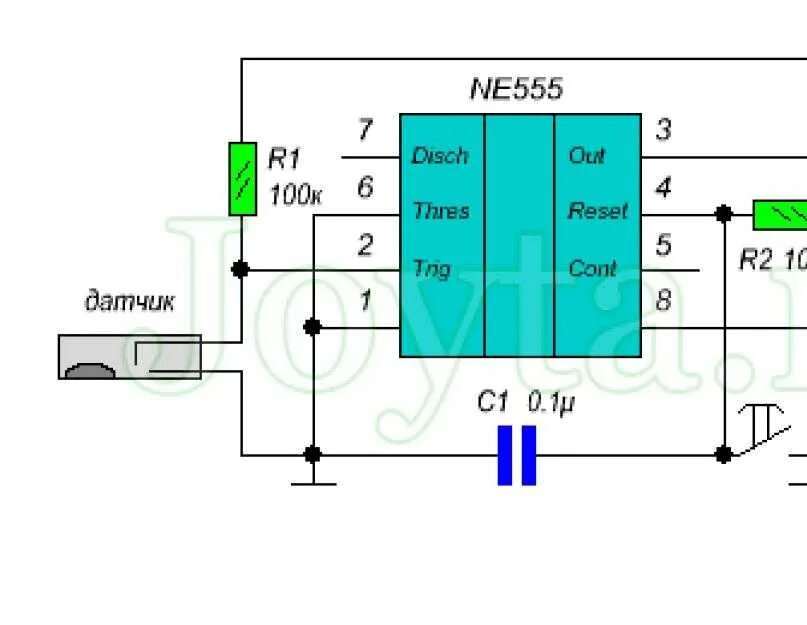 Пьезоэлектрический датчик подключение к ne555 Ne555 схемы применения