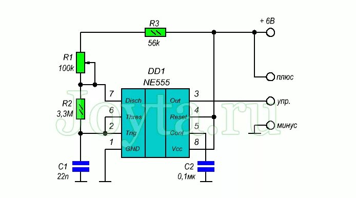 Пьезоэлектрический датчик подключение к ne555 Простая схема управления сервоприводом при помощи таймера NE555 joyta.ru
