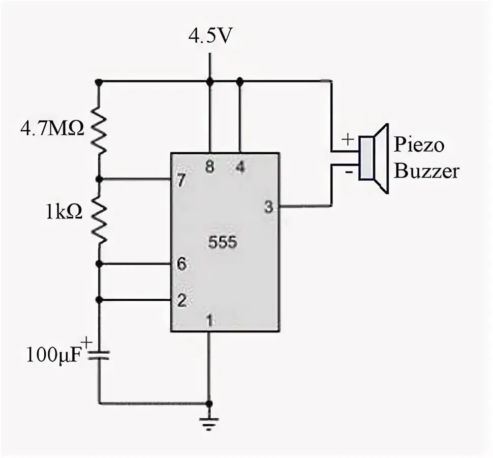 Пьезоэлектрический датчик подключение к ne555 555 BuzzerCircuit is an audio signalling device,which may be mechanical, electro