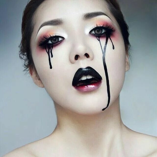 Плачущий макияж как сделать Пин от пользователя Kyeong Ram на доске Hóa trang kinh dị Макияж в стиле панк, М