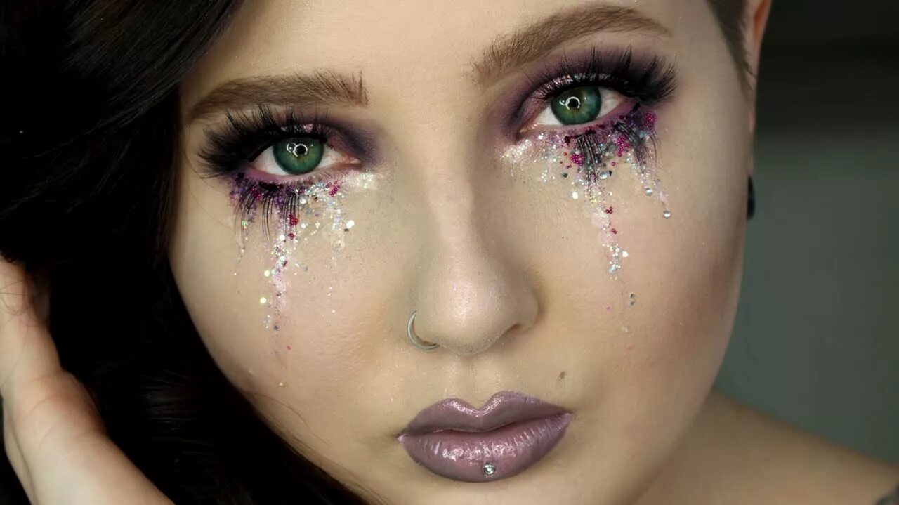 Плачущий макияж как сделать Glitter Tears Eye Makeup Tutorial Jordan Hanz - YouTube