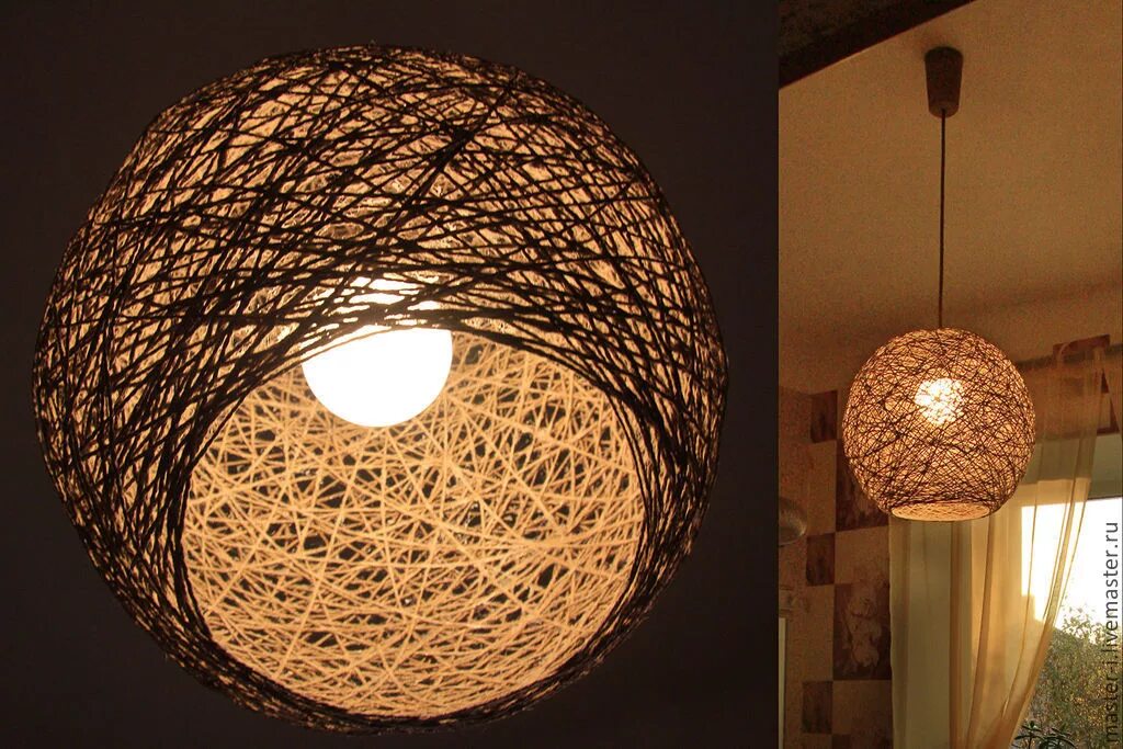 Плафон для светильника своими руками Сферическая люстра из джута в интернет-магазине на Ярмарке Мастеров Люстры, Набе