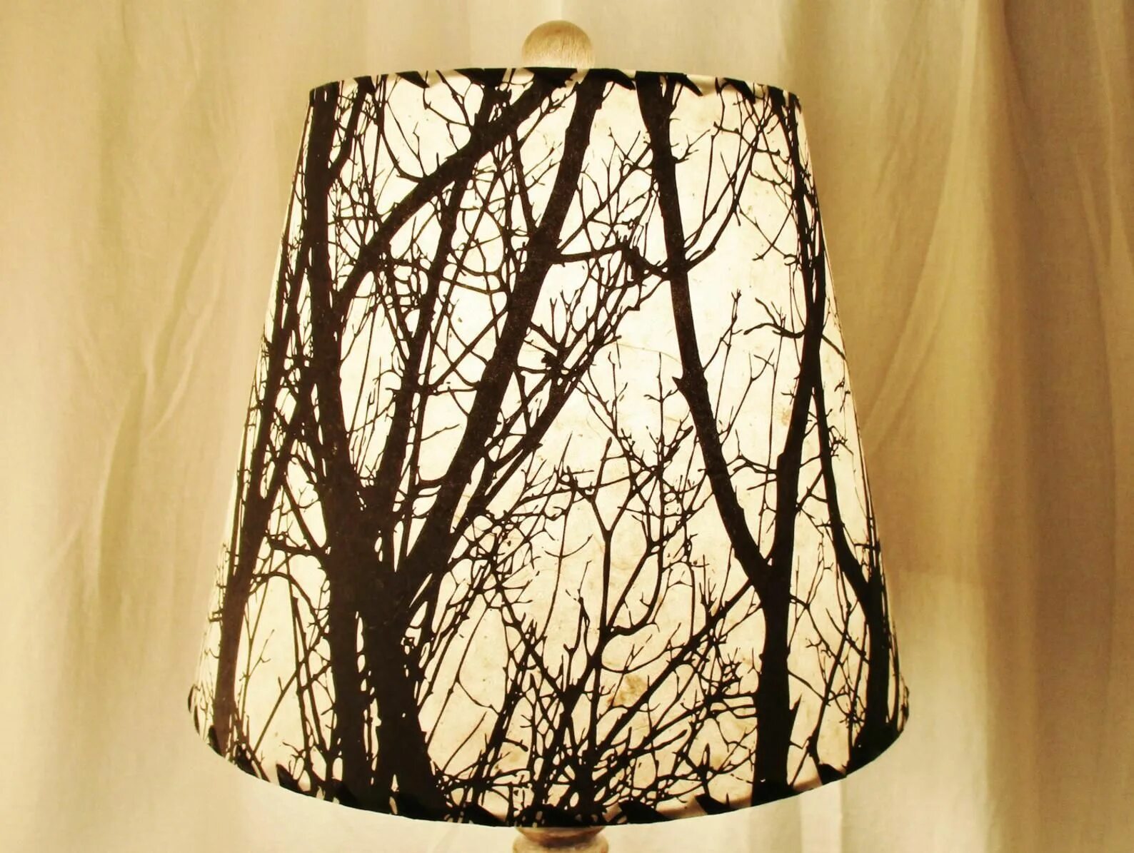 Плафон для светильника своими руками Tree Silhouette Drum Lamp Shade Black and White Silk Screened Etsy White lamp sh