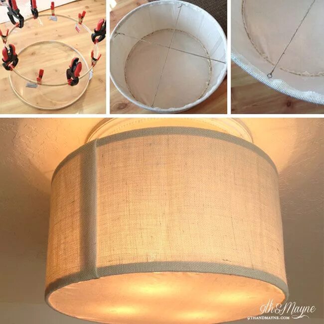 Плафон для светильника своими руками DIY Drum Shade with Burlap - 9th&Mayne Diy drum shade, Bedroom lighting diy, Diy