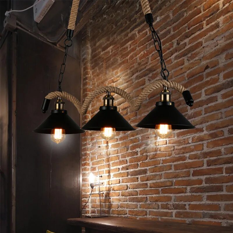 Плафон в стиле лофт Retro industry Personalized hand hemp Industrial hemp LOFT retro Pendant Lights 