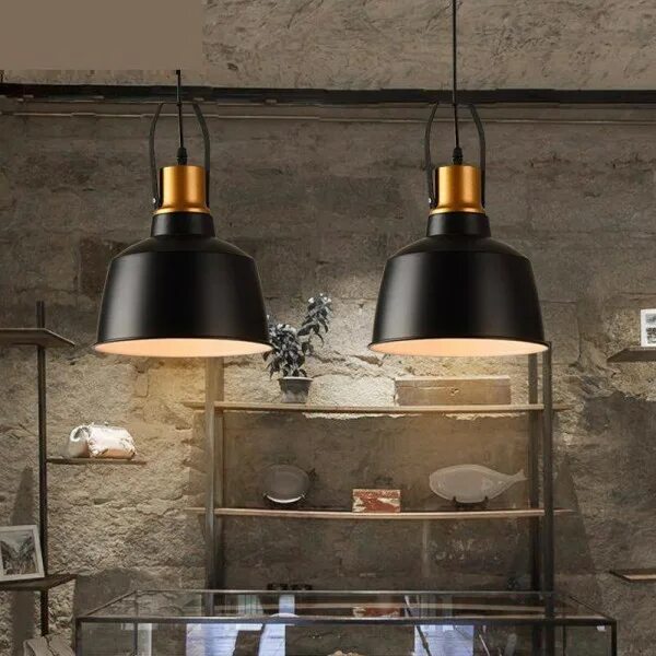 Плафон в стиле лофт Luxury warehouse 1 pcs Black iron pendant lights for Cafe Pizza shop Bar E27 met