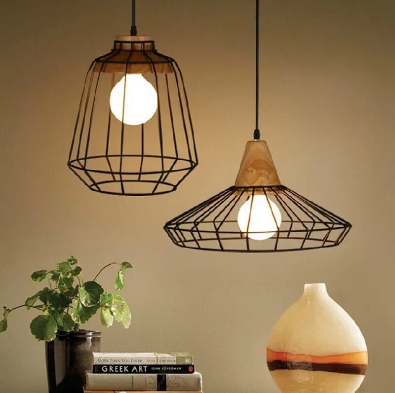 Плафон в стиле лофт Ретро Лофт Светодиодные Промышленные Подвесные Светильники Деревянная Подвесная 