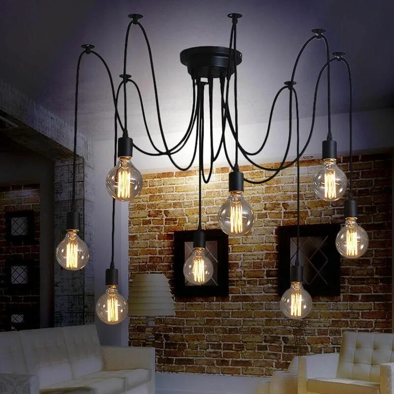 Плафон в стиле лофт DIY Vintage Nordic Spider Pendant Lamp Multiple Adjustable Retro Pendant Lights 
