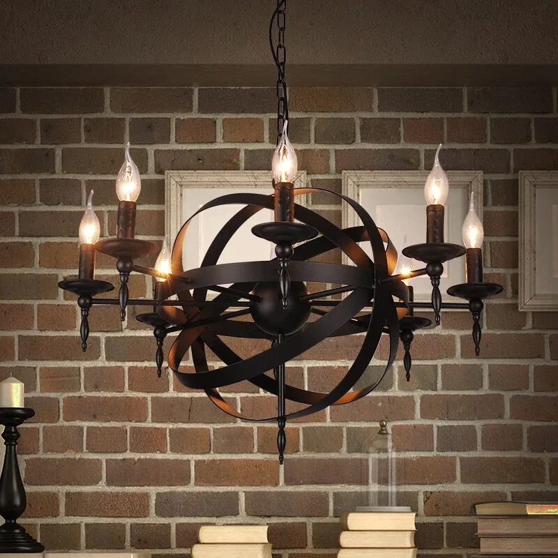 Плафоны люстры в стиле лофт Винтажная ретро-люстра в деревенском стиле, кофейня, столовая, спальня, E14, кру